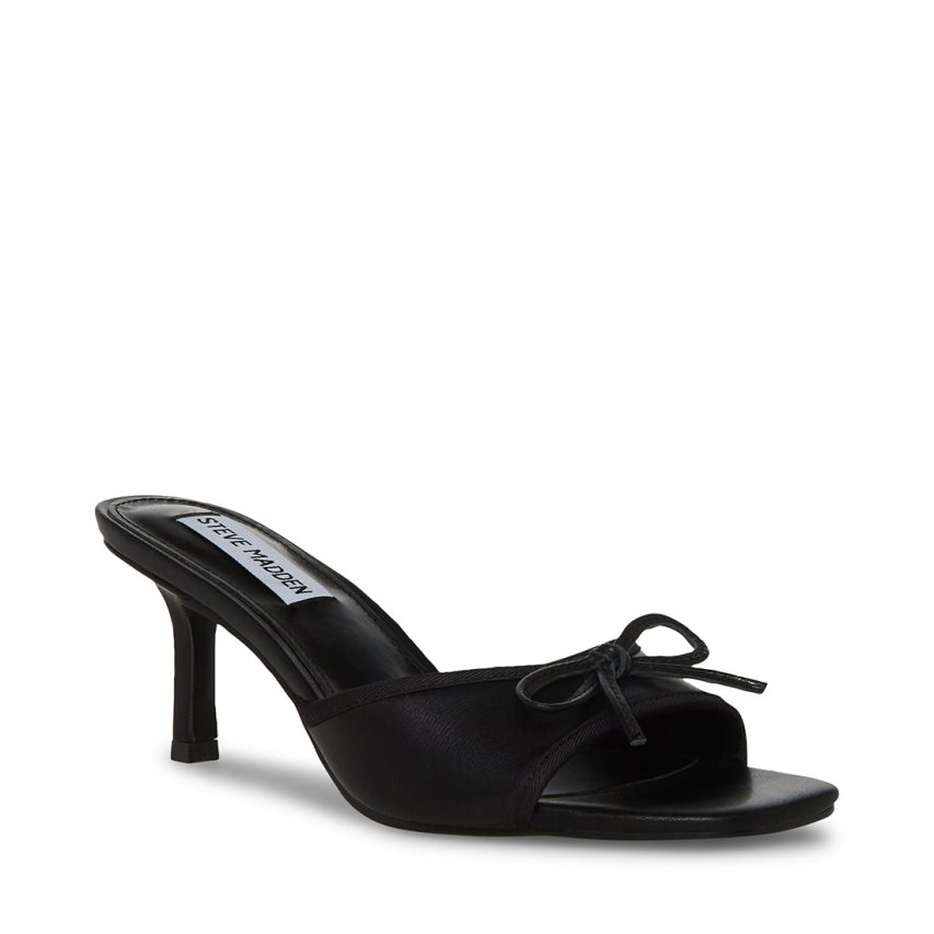 Black Steve Madden Emory Leather Women's Mules | PH 5394GCA